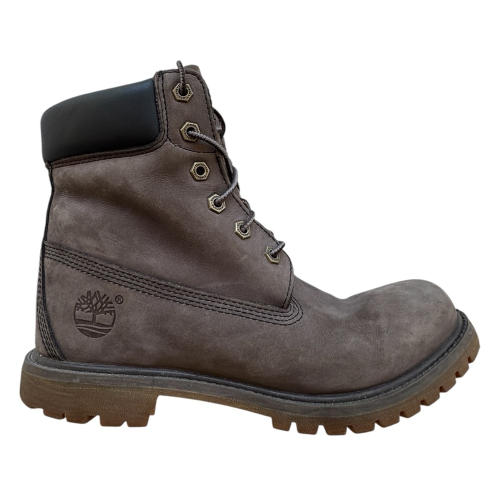 Timberland Nubuck Suede Lace Up Gray Brown Lug Work Boots Womens Size 8.5